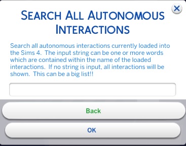 Autonomous Interactions Search menu