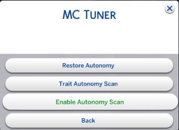 photo of the MC Tuner Menu with Enable Autonomy Scan highlighted