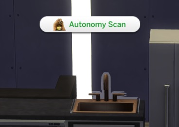 Clicking on a sink in the Sims has opened the Autonomy Scan Option