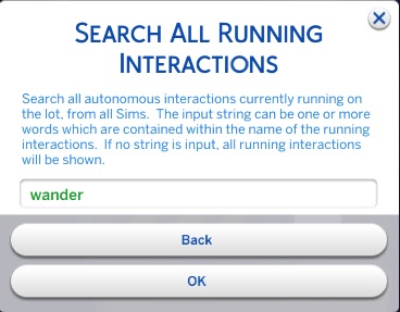 search all running interactions menu